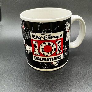 VTG Disney 101 Dalmatians Coffee Mug Black and White 10 Oz Applause 1990’s
